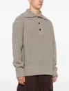 Dries Van Noten High Neck Wool Polo Sweater In 813 Grey Melange