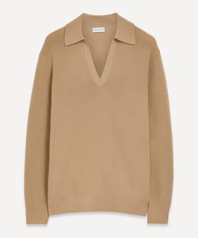 Dries Van Noten Mens Merino Wool Polo Knit Shirt