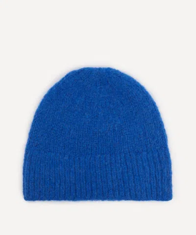 Dries Van Noten Mens Moss Alpaca-merino Wool Beanie In Blue