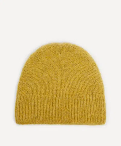 Dries Van Noten Mens Moss Alpaca-merino Wool Beanie In Yellow