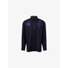 Dries Van Noten Mens Navy Croom Embroidered Wool Shirt In Blue