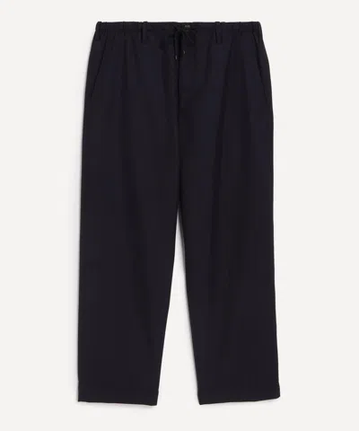 Dries Van Noten Mens Navy Drawstring Wool Trousers