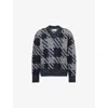 Dries Van Noten Mens Navy Macao Patterned Wool-alpaca Blend Jumper In Blue