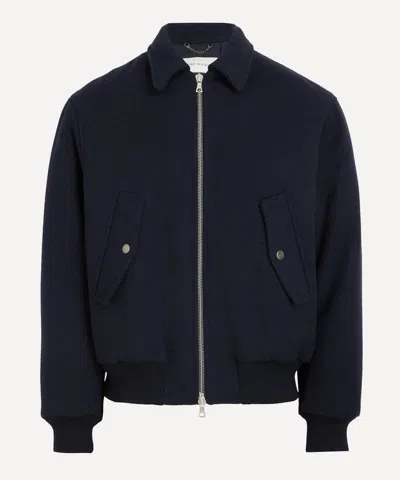 Dries Van Noten Mens Navy Padded Wool Jacket In Blue