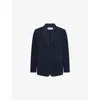 Dries Van Noten Mens Navy Twill Notch-lapels Cotton-poplin Blazer