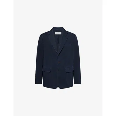 Dries Van Noten Mens Navy Twill Notch-lapels Cotton-poplin Blazer