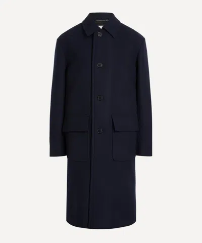 Dries Van Noten Mens Navy Wool Car Coat In Blue