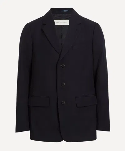 Dries Van Noten Mens Navy Wool-linen Jacket
