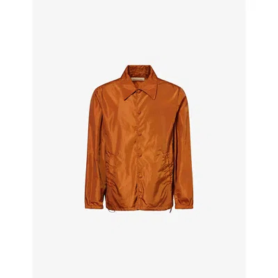 Dries Van Noten Mens Ocra Vorries Collared Woven Jacket In Brown