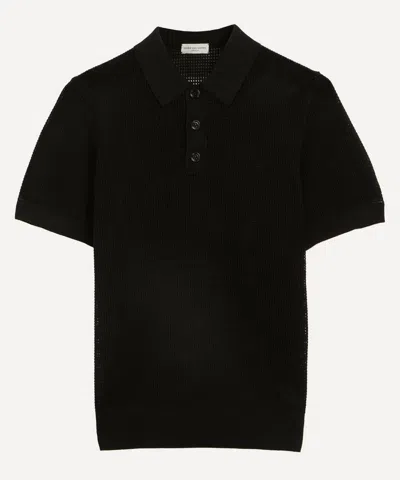 Dries Van Noten Mens Open-knit Polo Shirt