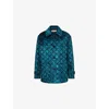 Dries Van Noten Mens Petrol Velvet Relaxed-fit Woven Jacket In Blue