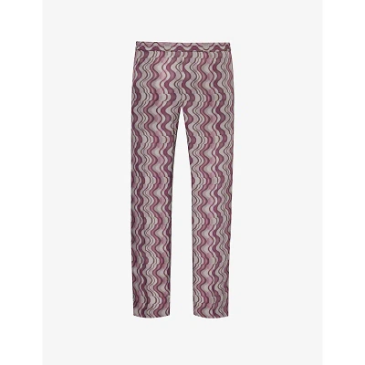 Dries Van Noten Mens Purple Abstract-print Straight-leg Woven Trousers