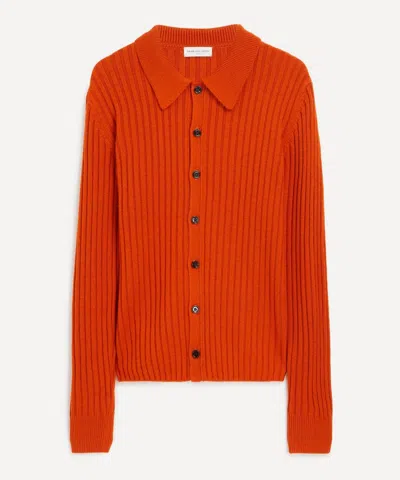 Dries Van Noten Mens Rib-knit Wool-blend Shirt