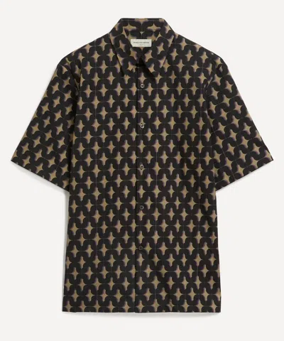 Dries Van Noten Mens Short Sleeve Printed Shirt In Black