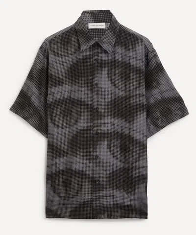 Dries Van Noten Mens Silk Graphic Eye Print Shirt