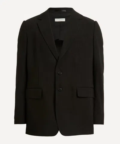 Dries Van Noten Mens Single-breasted Linen Blend Jacket