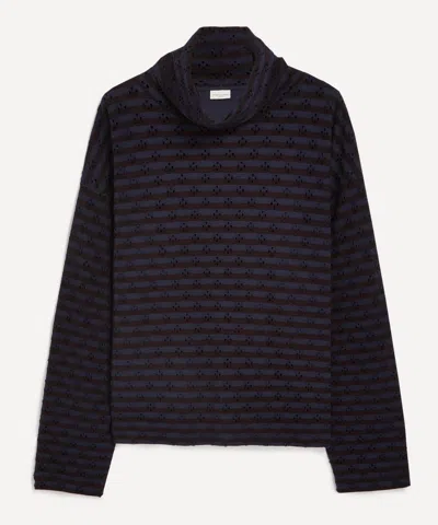Dries Van Noten Mens Striped High-neck Jersey Top