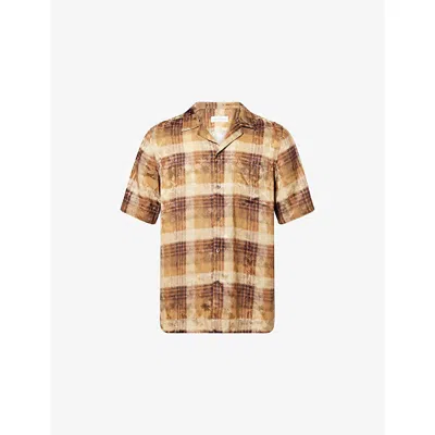 Dries Van Noten Mens Tan Carltone 2028 Graphic-print Woven Shirt In Multi