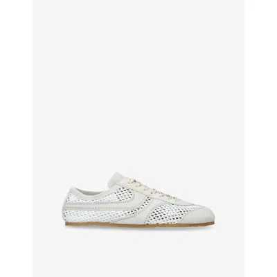 Dries Van Noten Mens  Dustin Stripe Mesh And Suede Low-top Trainers In White/comb