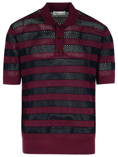 DRIES VAN NOTEN MERCY BURGUNDY VISCOSE BLEND POLO SHIRT