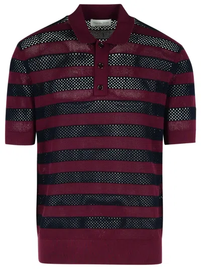 DRIES VAN NOTEN MERCY BURGUNDY VISCOSE BLEND POLO SHIRT