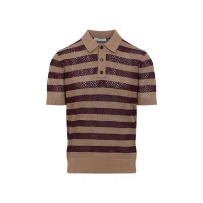 DRIES VAN NOTEN MERCY STRIPE CAMEL VISCOSE POLO