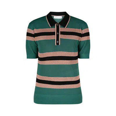 Pre-owned Dries Van Noten Mercy Stripe M.k. Polo 'pine' | Green | Men's Size S