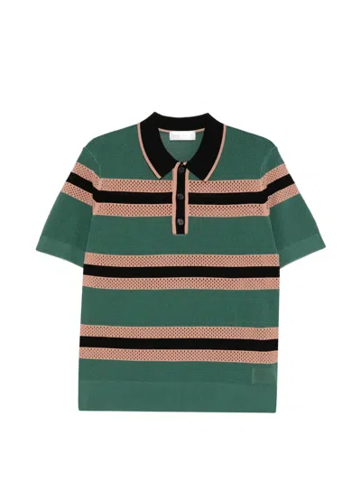 Dries Van Noten "mercy Stripe" Polo Shirt In Green