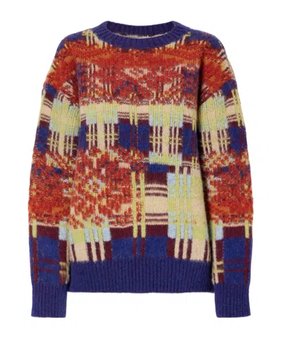 Dries Van Noten Checked Brushed Merino And Wool-blend Sweater In Multi