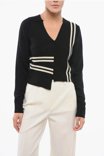 Dries Van Noten Merino V-neckline Sweater In Black