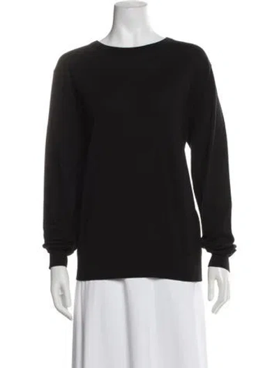 Pre-owned Dries Van Noten Merino Wool Bateau Neckline Sweater In Black