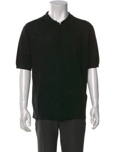 Pre-owned Dries Van Noten Merino Wool Collar Polo Shirt W/ Tags In Black