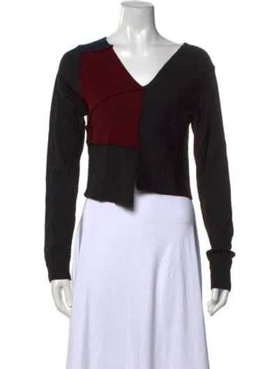Pre-owned Dries Van Noten Merino Wool Colorblock Pattern Sweater In Black