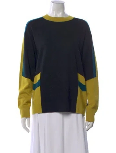 Pre-owned Dries Van Noten Merino Wool Colorblock Pattern Sweater In Blue