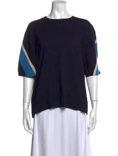 Pre-owned Dries Van Noten Merino Wool Colorblock Pattern Sweater In Blue