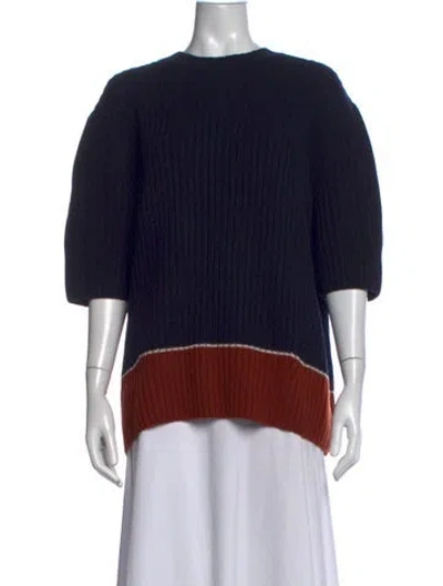 Pre-owned Dries Van Noten Merino Wool Colorblock Pattern Sweater In Blue