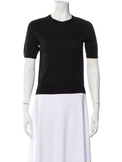 Pre-owned Dries Van Noten Merino Wool Crew Neck Sweater In Black