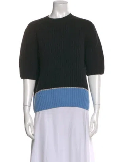 Pre-owned Dries Van Noten Merino Wool Crew Neck Sweater In Black