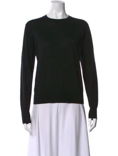 Pre-owned Dries Van Noten Merino Wool Crew Neck Sweater In Black