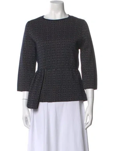 Pre-owned Dries Van Noten Merino Wool Crew Neck Sweater In Blue