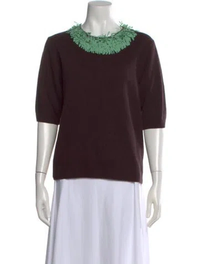 Pre-owned Dries Van Noten Merino Wool Crew Neck Sweater In Brown