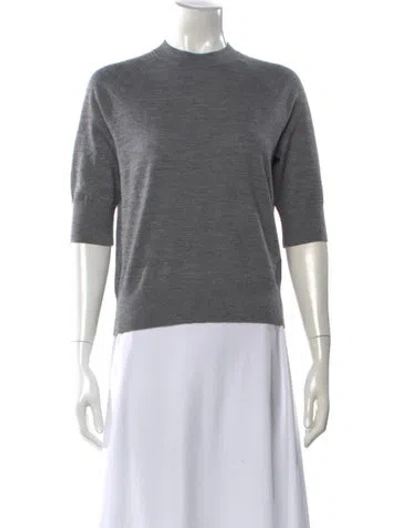 Pre-owned Dries Van Noten Merino Wool Crew Neck Sweater In Gray