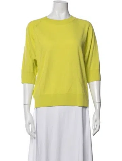Pre-owned Dries Van Noten Merino Wool Crew Neck Sweater In Green