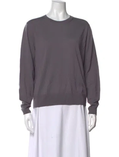 Pre-owned Dries Van Noten Merino Wool Crew Neck Sweater In Grey