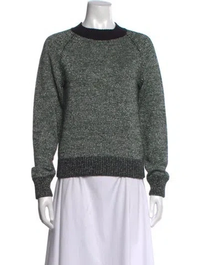 Pre-owned Dries Van Noten Merino Wool Crew Neck Sweater In Grey/metallic