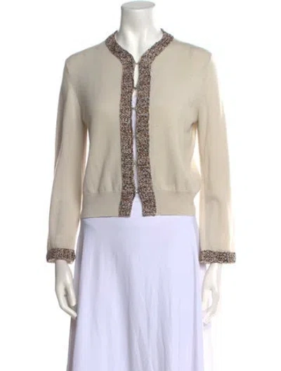 Pre-owned Dries Van Noten Merino Wool Crew Neck Sweater In Neutral