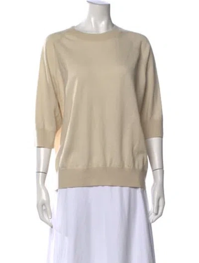 Pre-owned Dries Van Noten Merino Wool Crew Neck Sweater In Neutrals