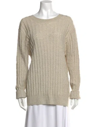 Pre-owned Dries Van Noten Merino Wool Crew Neck Sweater In Neutrals