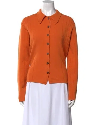 Pre-owned Dries Van Noten Merino Wool Crew Neck Sweater In Orange