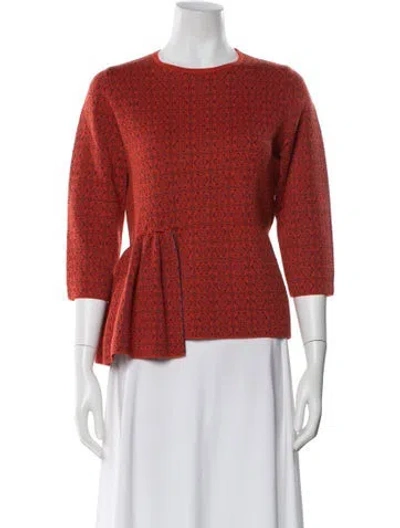 Pre-owned Dries Van Noten Merino Wool Crew Neck Sweater In Orange